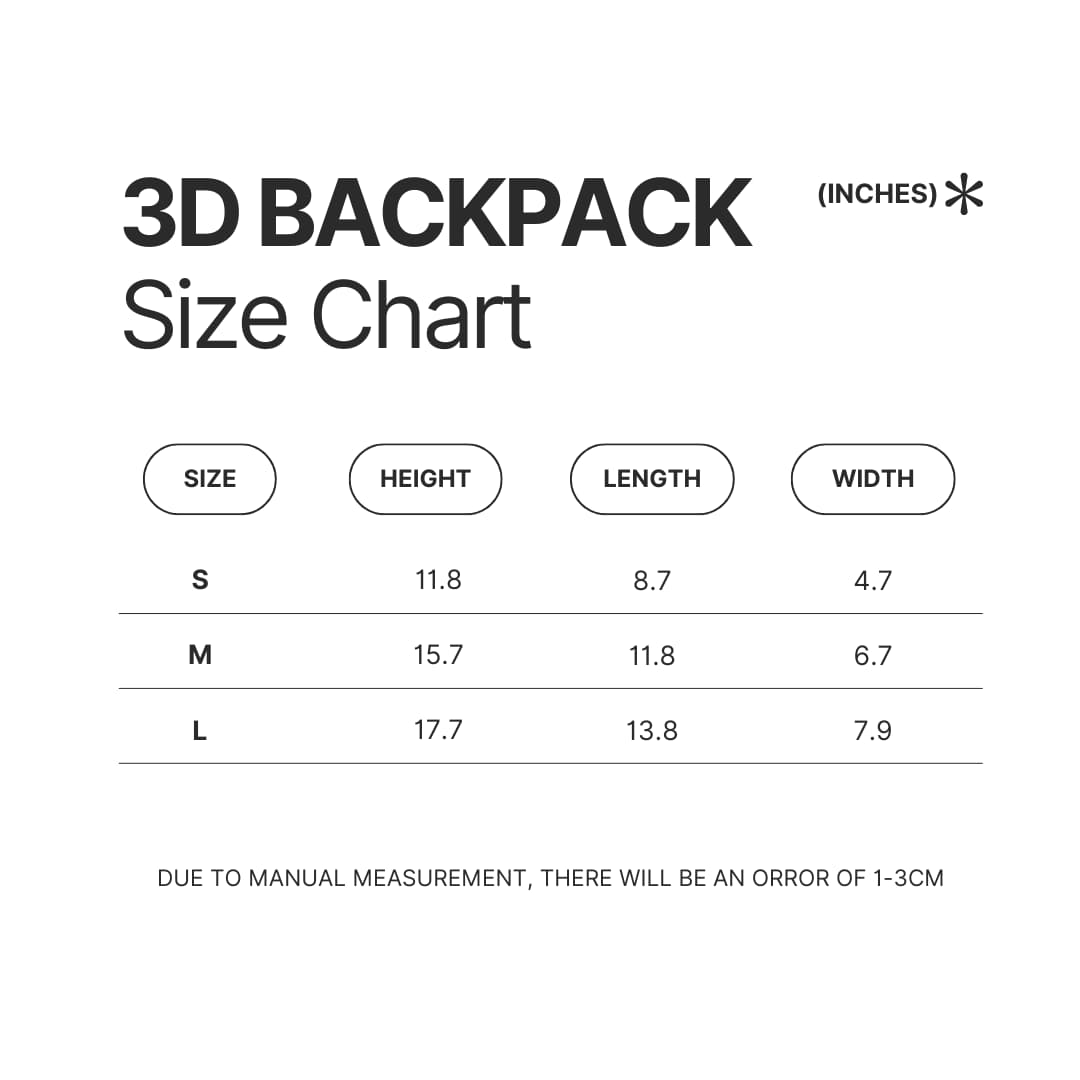 3D Backpack Size Chart - Hilda Merch