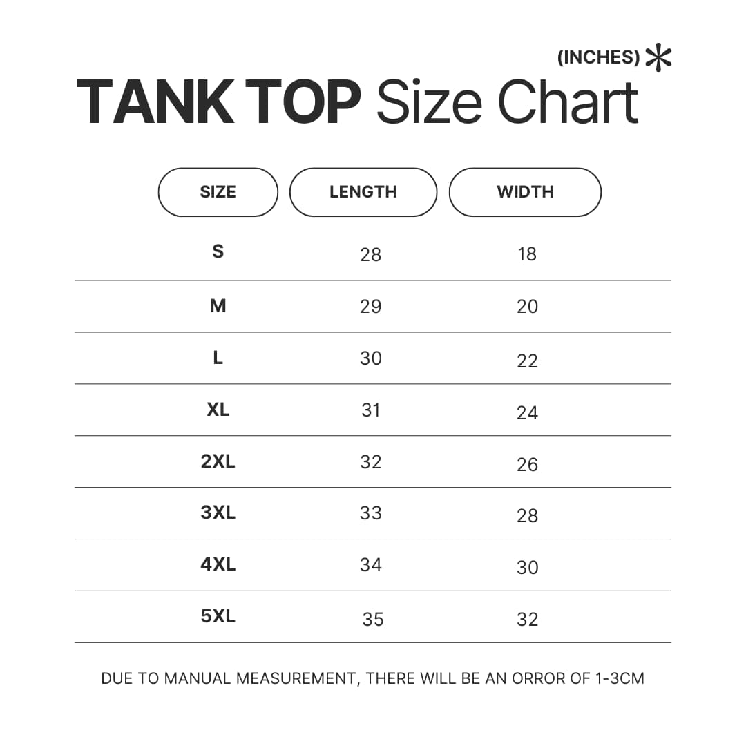 Tank Top Size Chart - Hilda Merch