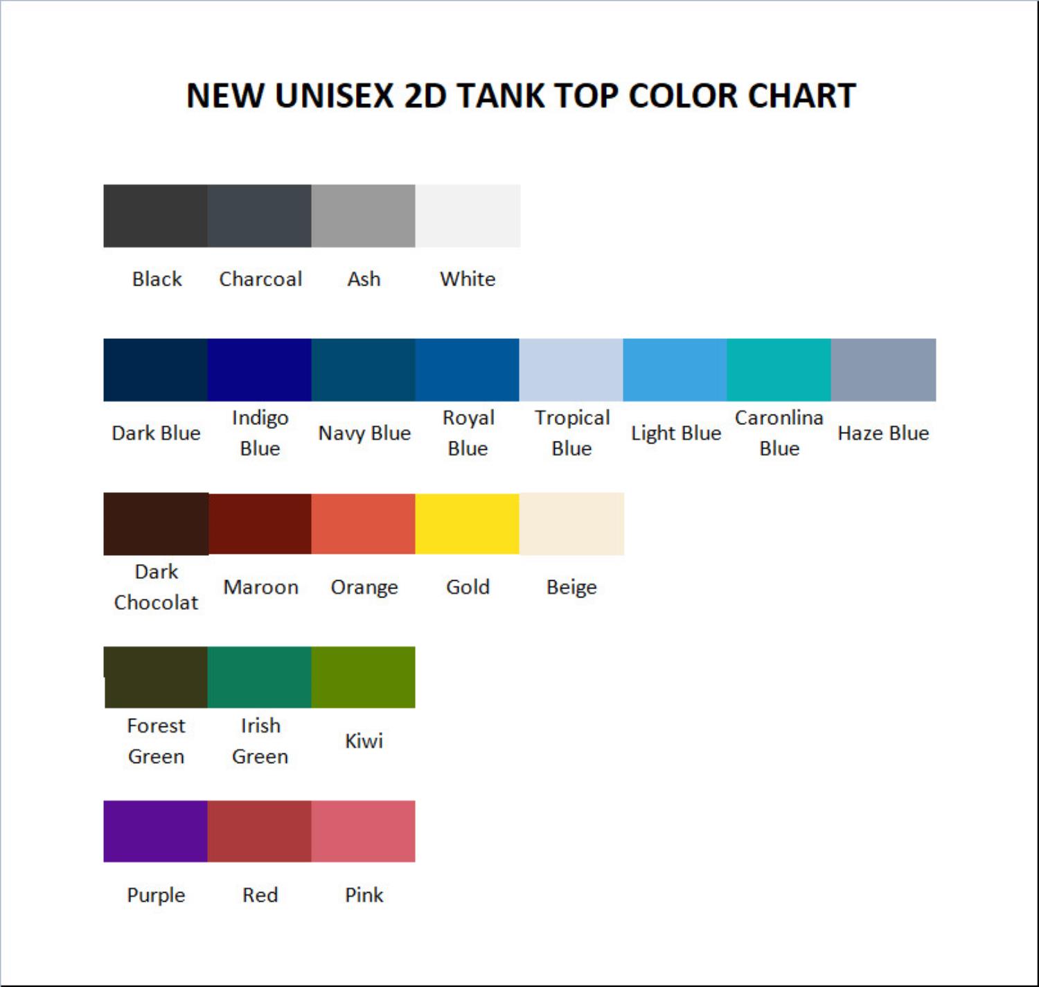 tank top color chart - Hilda Merch