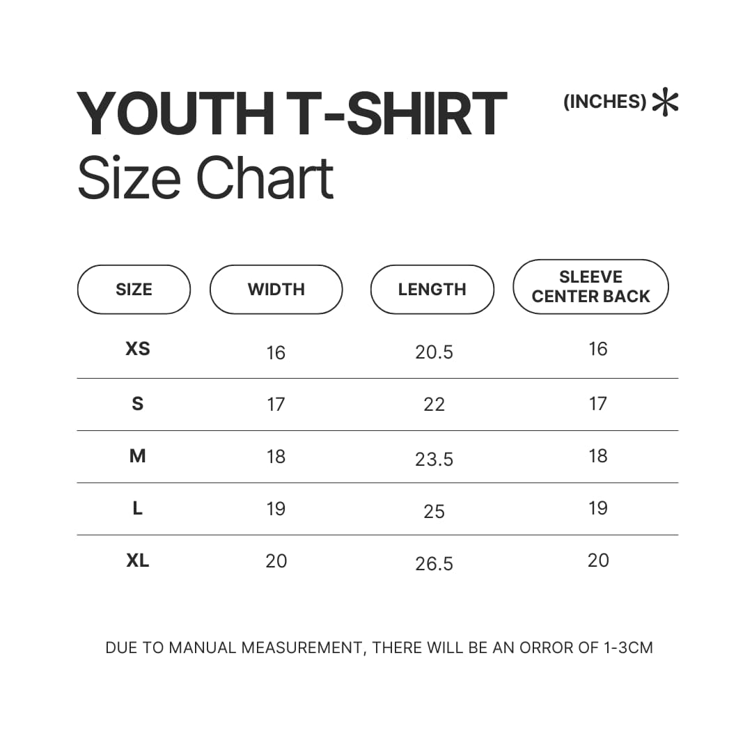 Youth T shirt Size Chart - Hilda Merch