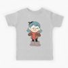 Hilda Is Smilying Withfunny Cute Blue Poached Kids T-shirt