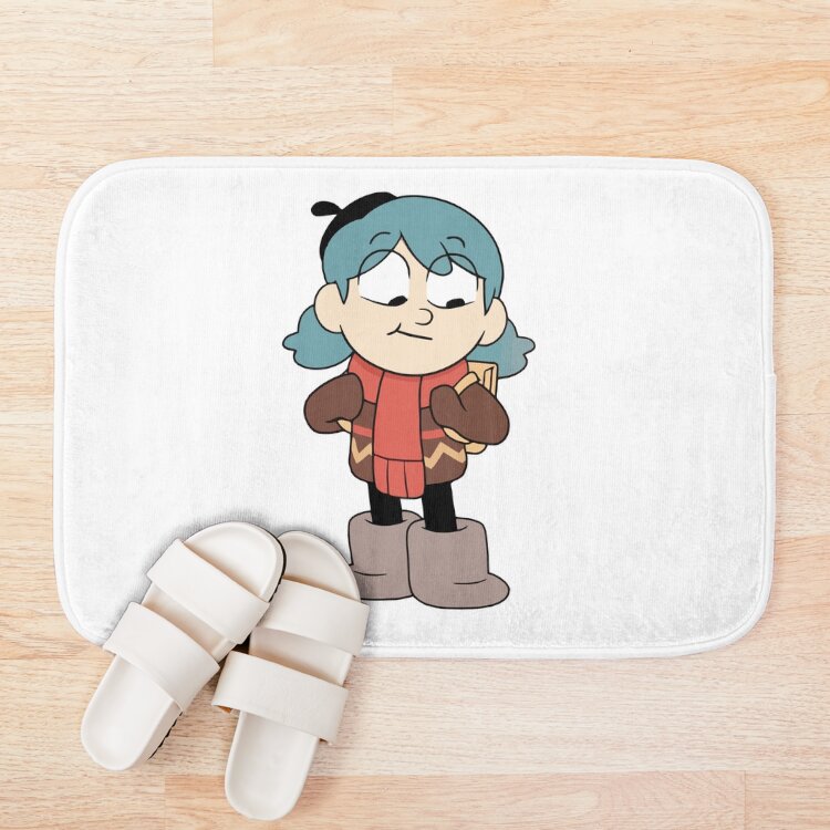 Hilda Is Smilying Withfunny Cute Blue Poached Bath Mat - Image 3