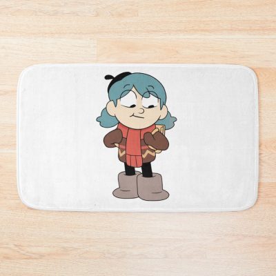 Hilda Is Smilying Withfunny Cute Blue Poached Bath Mat