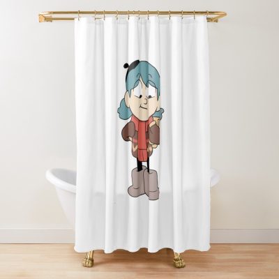 Hilda Is Smilying Withfunny Cute Blue Poached Shower Curtain