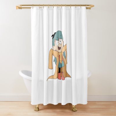 Hilda Funny Dresses In Cute Yellow Big Coat Shower Curtain