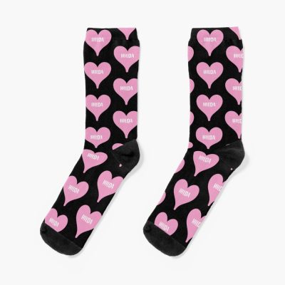 Hilda Name Pink Heart Pretty Font Design For Valentines Day Gift Or Just For Love Socks