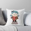 Hilda Is Smilying Withfunny Cute Blue Poached Throw Pillow
