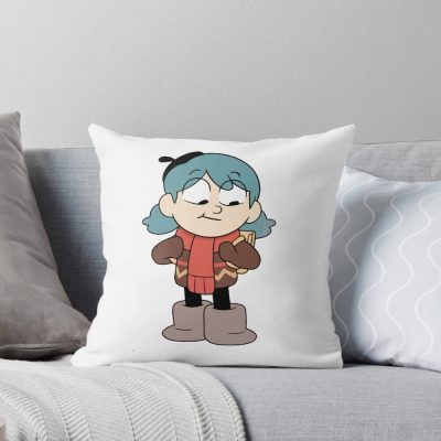 Hilda Is Smilying Withfunny Cute Blue Poached Throw Pillow